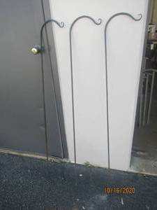lot 794 image: TOTAL OF 3 IRON HOOKS GARDEN STAKES&nbsp 49 H&nbsp&nbsp CAN BE USED FOR HANGING MASON JARS ,SOLAR LIGHTS ,LANTERNS ,PLANTS AND MORE .GREAT FOR PARTIES AND WEDDINGS&nbsp