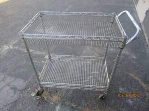 lot 798 image: 2-SHELF METAL CART ON LOCKING WHEELS&nbsp
