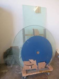 lot 765 image: 11 PCS ASSORTED SIZESHAPE TABLE GLASS DOLLY INCLUDED&nbsp