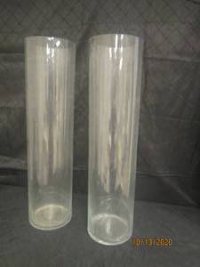 lot 751 image: TOTAL OF 2 CLEAR GLASS TALL CYLINDER VASES 28 H X 7 DIAM&nbsp