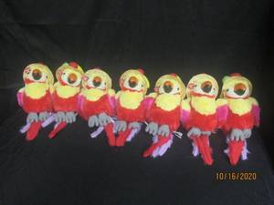 lot 812 image: TOTAL OF 7 CUDDLE BARN PARTY PARRY - ANIMATED SINGING PARROT PLUSH TOY STUFFED ANIMAL 10&nbsp