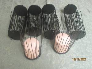 lot 817 image: TOTAL OF 10 BLACK WIRE CANDLE HOLDERS 8 H&nbsp