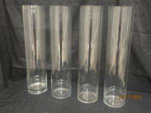 lot 826 image: TOTAL OF 4 CLEAR GLASS CYLINDER VASES&nbsp 23 78 H&nbsp