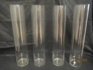 lot 875 image: TOTAL OF 4 CYS EXCEL CYLINDER CLEAR GLASS VASES&nbsp 24H&nbsp