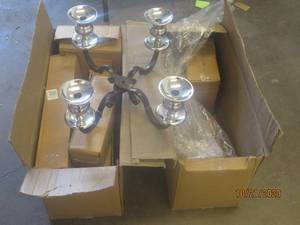 lot 886 image: TOTAL OF 2 &nbsp&nbsp4 ARM SILVER CANDELABRA CANDLE HOLDER TABLE TOP CHANDELIER MADE IN INDIA&nbsp