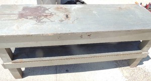lot 8 image: Gray wood work bench with 2 outlets 72x24x29