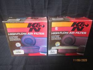lot 314 image: 2 K&N HIGH FLOW AIR FILTERS E-1065 NEW IN BOX