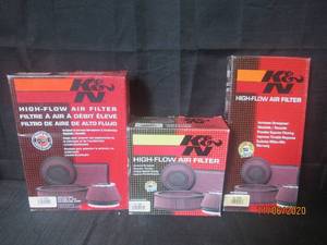 lot 315 image: 3 K&N HIGH FLOW AIR FILTERS 33-2054, E-1150 AND 33-2138 ALL NEW IN BOX