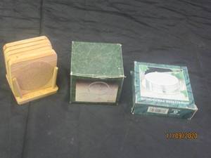 lot 352 image: TOTAL OF 3 SET OF COASTERS&nbsp&nbsp- BAMBOO&nbsp- CRYSTAL CLEAR SIGNATURES&nbsp&nbsp- INTERNATIONAL SILVER COMPANY