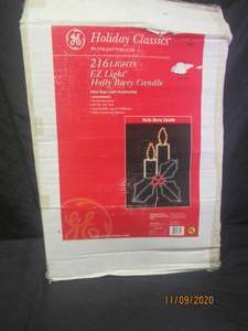 lot 356 image: GE HOLIDAY CLASSICS 216 LIGHTS EZ LIGHT HOLLY BERRY CANDLE &nbsp 29 H X 19.5 W&nbsp