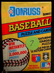 lot 7 image: Vintage 1991 Donruss Series 1 Baseball Cards Wax Pack sealed -15 Cards Per Pack