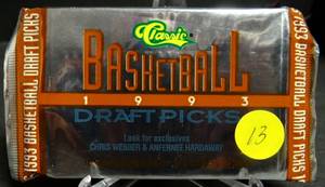 lot 13 image: 1993 Classic Draft Picks Basketball (1) SEALED PACK Possible Webber Hardaway RC