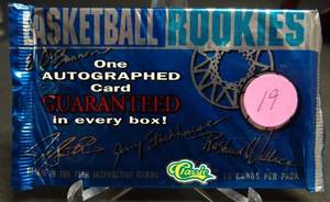 lot 19 image: 1995 Classic Basketball Rookies Factory Sealed Pack - LOOK FOR AUTOGRAPH CARDS