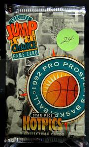 lot 24 image: 1992 STAR PICS HOT PICS PRO PROSPECTS BASKETBALL FOIL PACK