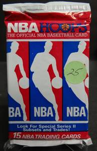 lot 25 image: WOW 1989 NBA Hoops Unopened Wax Pack Chance for Mint Jordan Bulls (15 cards)