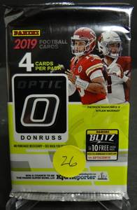 lot 26 image: 2019 Donruss Optic Football SEALED PACK 