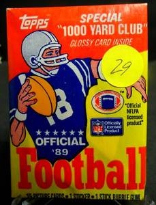 lot 29 image: 1989 TOPPS FOOTBALL Unopened Wax Pack - Possible IrvinBrown RC