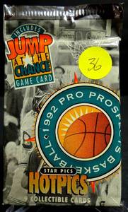 lot 36 image: 1992 STAR PICS HOT PICS PRO PROSPECTS BASKETBALL FOIL PACK