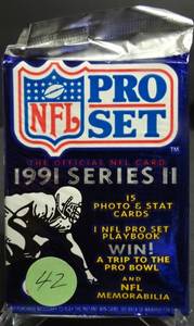 lot 42 image: 1991 Series 2 NFL Pro Set Football Cards Unopened Pack - FAVRE ROOKIE