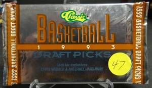 lot 47 image: 1993 Classic Draft Picks Basketball (1) SEALED PACK Possible Webber Hardaway RC