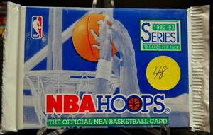 lot 48 image: 1992-93 Series 1 NBA Hoops Basketball cards - Unopened SEALED pack - Jordan