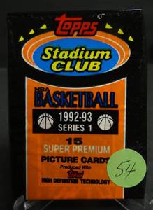 lot 54 image: BEAM TEAM 92-93 Series 2 Stadium Club Basketball SEALED PACK Shaq or Jordan Beam Team  (COMPS $9-$20PK)
