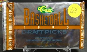lot 63 image: 1993 Classic Draft Picks Basketball (1) SEALED PACK Possible Webber Hardaway RC
