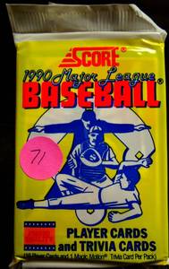 lot 71 image: 1990 Score MLB BASEBALL Unopened Packs 16 CARDS  1 MAGIC MOTION PER PACK