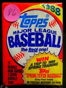 lot 86 image: 1988 Topps Baseball - Unopened Wax Pack  - RyanGlavine RCRose
