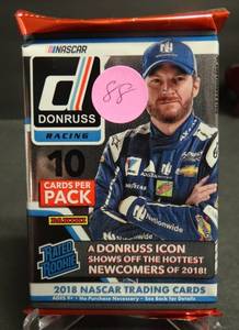 lot 88 image: 2018 Donruss Racing Unopened Single Hobby Pack w 10 Trading Cards (FIND THE RATED ROOKIES)