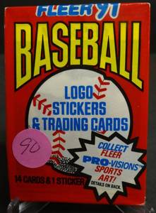 lot 90 image: 1991 Fleer Baseball Card Wax Pack 1 Unopened Sealed 14 Cards Pack
