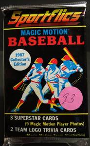 lot 93 image: 1987 Sportflics Magic Motion Collectors Edition Baseball Unopened Pack