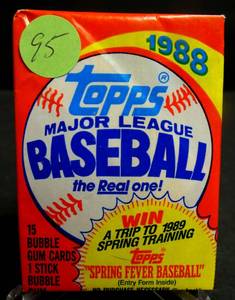 lot 95 image: 1988 Topps Baseball - Unopened Wax Pack  - RyanGlavine RCRose