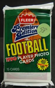lot 98 image: 1990 Fleer PREMIERE EDITION Football NFL Wax Pack 15 cards per pak