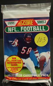 lot 103 image: 1991 Score Series 2 Football Cards   Brett Favre RC