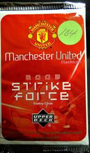 lot 104 image: RARE - Upper Deck 2003 Manchester United Strike Force Cards Sealed Pack Packet ($7-10)