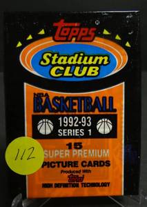 lot 112 image: BEAM TEAM 92-93 Series 2 Stadium Club Basketball SEALED PACK Shaq or Jordan Beam Team  (COMPS $9-$20PK)
