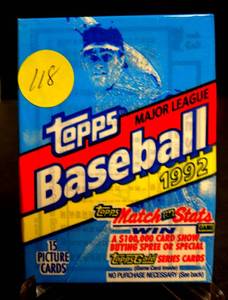 lot 118 image: 1992 Topps Baseball Unopened Wax Pack 15 Cards -  CHIPPER JONES