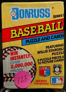 lot 123 image: Vintage 1991 Donruss Series 1 Baseball Cards Wax Pack sealed -15 Cards Per Pack