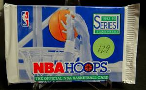 lot 129 image: 1992-93 Series 1 NBA Hoops Basketball cards - Unopened SEALED pack - Jordan