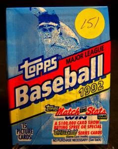 lot 151 image: 1992 Topps Baseball Unopened Wax Pack 15 Cards -  CHIPPER JONES