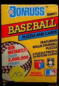 lot 154 image: Vintage 1991 Donruss Series 1 Baseball Cards Wax Pack sealed -15 Cards Per Pack