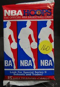 lot 160 image: WOW 1989 NBA Hoops Unopened Wax Pack Chance for Mint Jordan Bulls (15 cards)