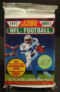 lot 167 image: 1991 Score Series 2 Football Cards   Brett Favre RC