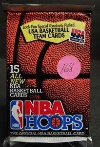 lot 168 image: 1991-92 Basketball NBA Hoops Series 2 Pack Sealed MICHAEL JORDAN PSA10
