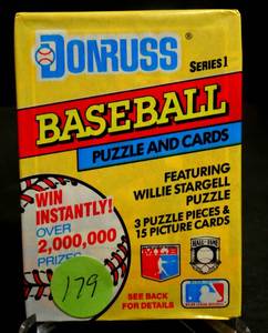 lot 179 image: Vintage 1991 Donruss Series 1 Baseball Cards Wax Pack sealed -15 Cards Per Pack
