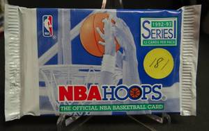 lot 181 image: 1992-93 Series 1 NBA Hoops Basketball cards - Unopened SEALED pack - Jordan