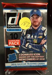 lot 182 image: 2018 Donruss Racing Unopened Single Hobby Pack w 10 Trading Cards (FIND THE RATED ROOKIES)
