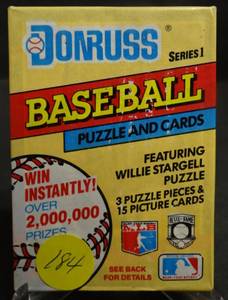 lot 184 image: Vintage 1991 Donruss Series 1 Baseball Cards Wax Pack sealed -15 Cards Per Pack