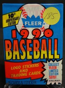 lot 185 image: 1990 Fleer Baseball Single Wax Pack - SEALED